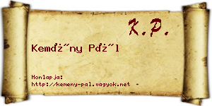 Kemény Pál névjegykártya